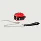 Gepolstertes Lederhalsband mit Kette – Schwarz/Rot