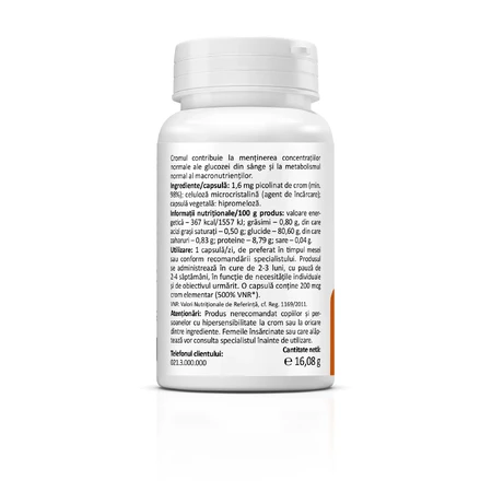 Picolinato de cromo 200 mcg, 60 cápsulas, Zenyth