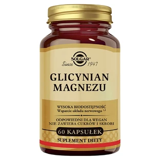 Solgar – glicynian magnezu, 60 kapsułek