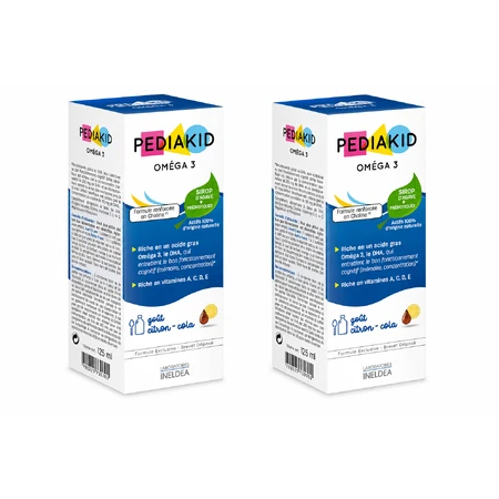 Pediakid Sciroppo per bambini con omega-3 e vitamine A, C, D ed E, gusto cola, 2 x 125 ml, Ineldea