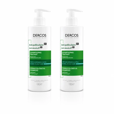 Șampon anti-mătreață pentru păr normal-gras Dercos, 2x390 ml, Vichy
