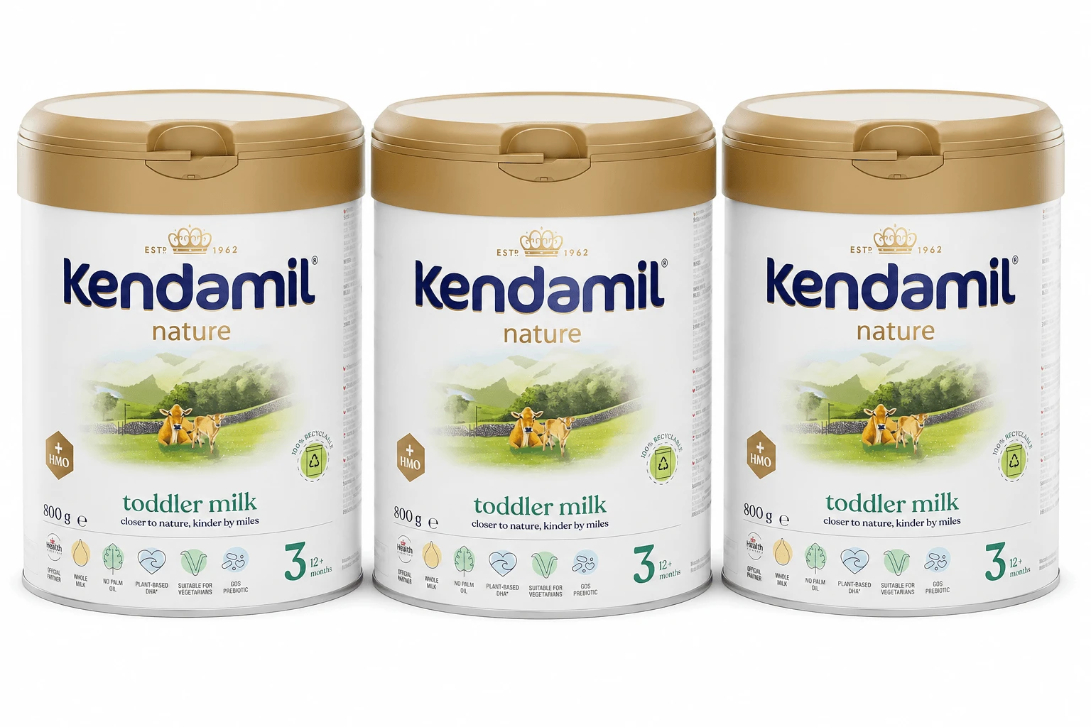 Kendamil Nature Ziegenmilch für Kleinkinder, 12+ Monate, 3x800g