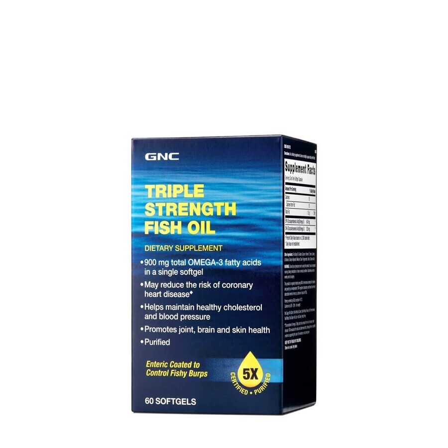 Gnc Triple Strength Fish Oil, Ulei De Peste, 60 Cps