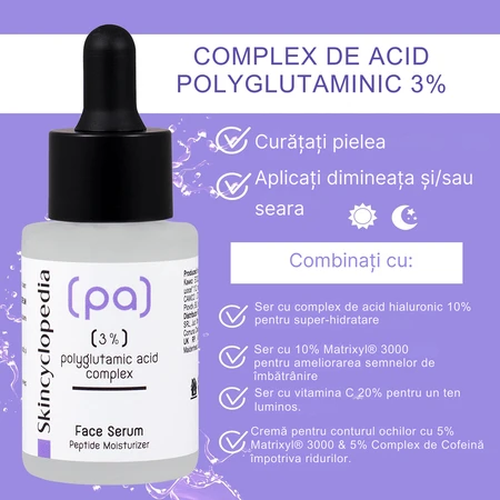 Sérum hydratant au complexe d'acide polyglutamique PA à 3 %, 2 x 30 ml, Skincyclopedia