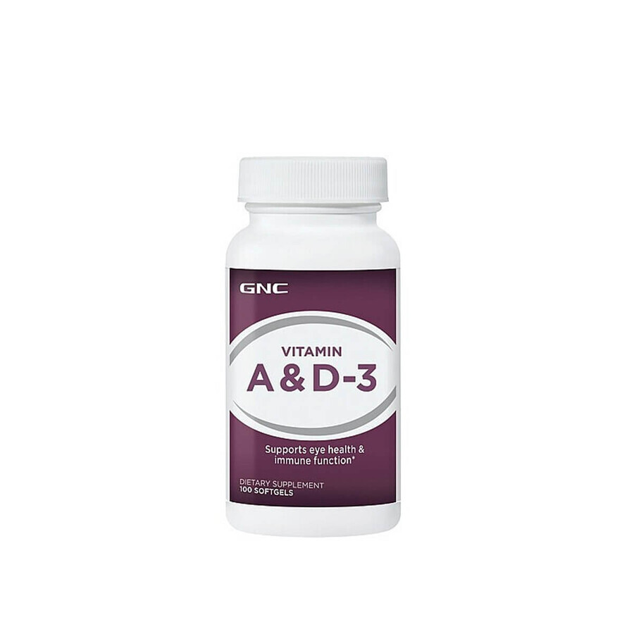 Gnc Vitamin A & D-3, Vitamina A 5000 Ui Si Vitamina D-3 Naturala 100% Din Lanolina 400 Ui , 100 Cps