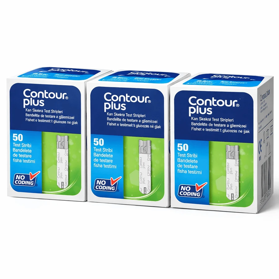 Teste glicemie Contour Plus, 5x50 bucăți, Ascensia Diabetes Care