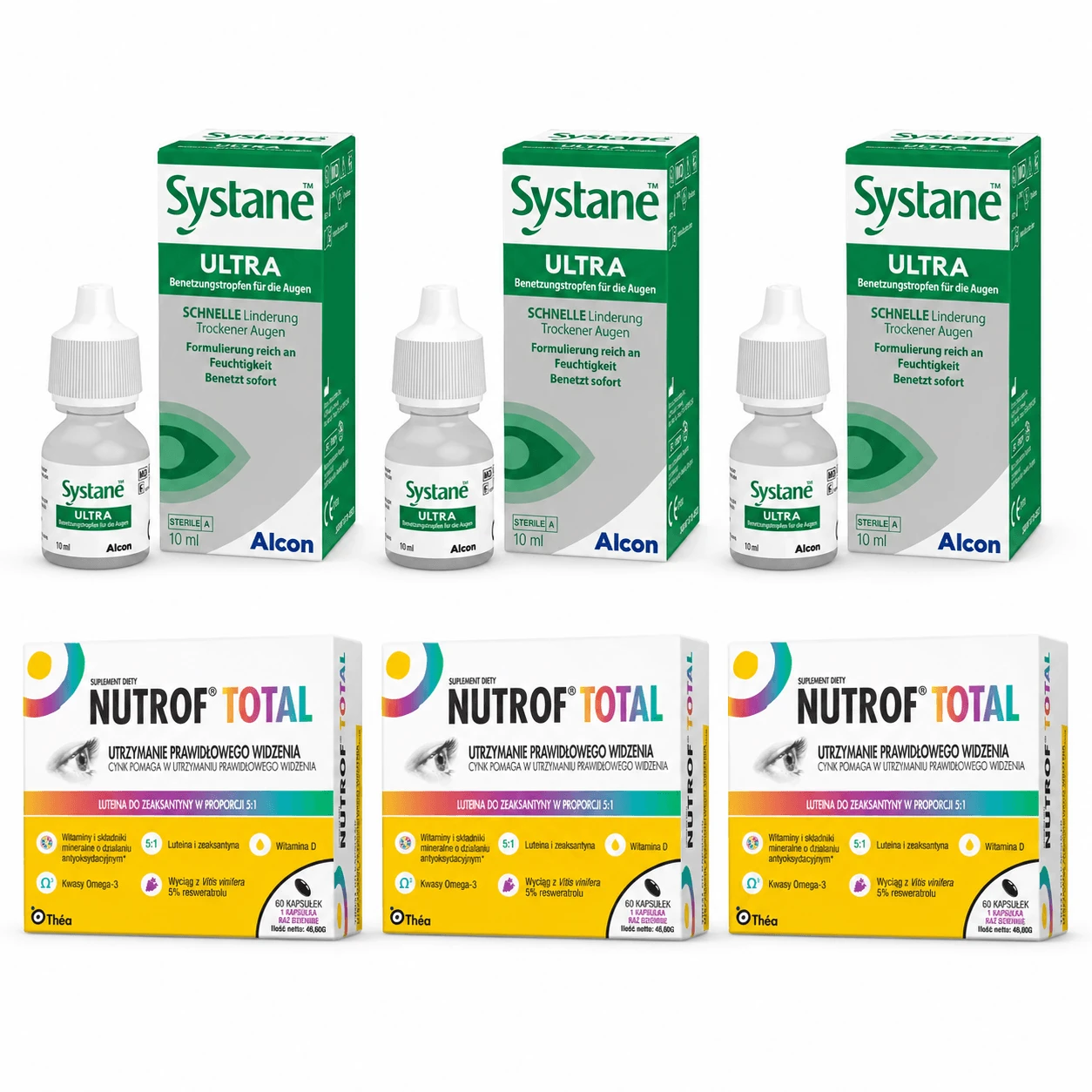 Set Nutrof Total, 180 Kapseln + Systane Ultra 30 ml