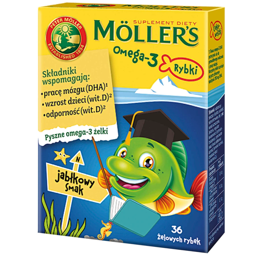 Poissons gélifiés Möller's 4 x 36 aux oméga-3, assortiment de saveurs