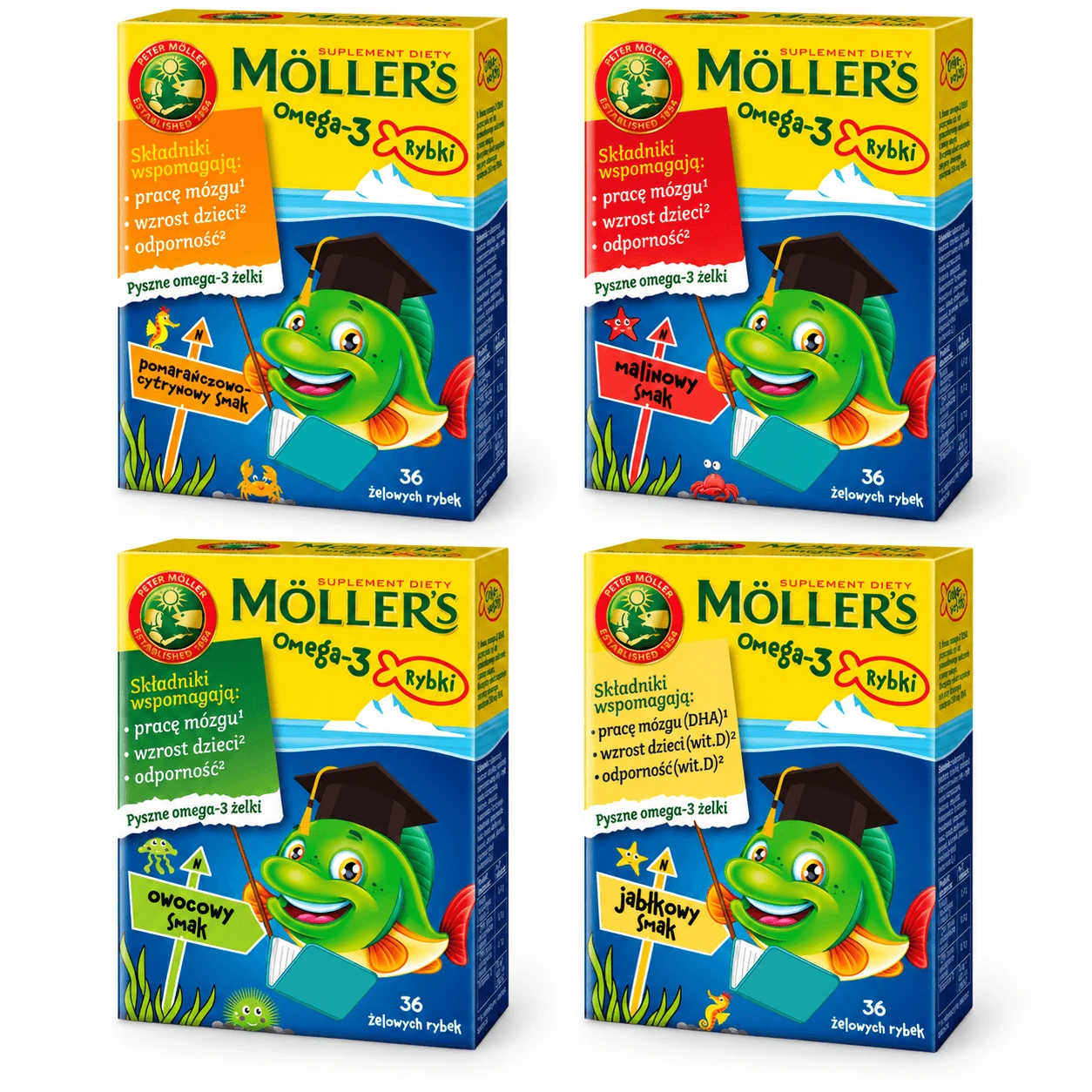 Möller's 4x36 Gummifische mit Omega-3, verschiedene Geschmacksrichtungen
