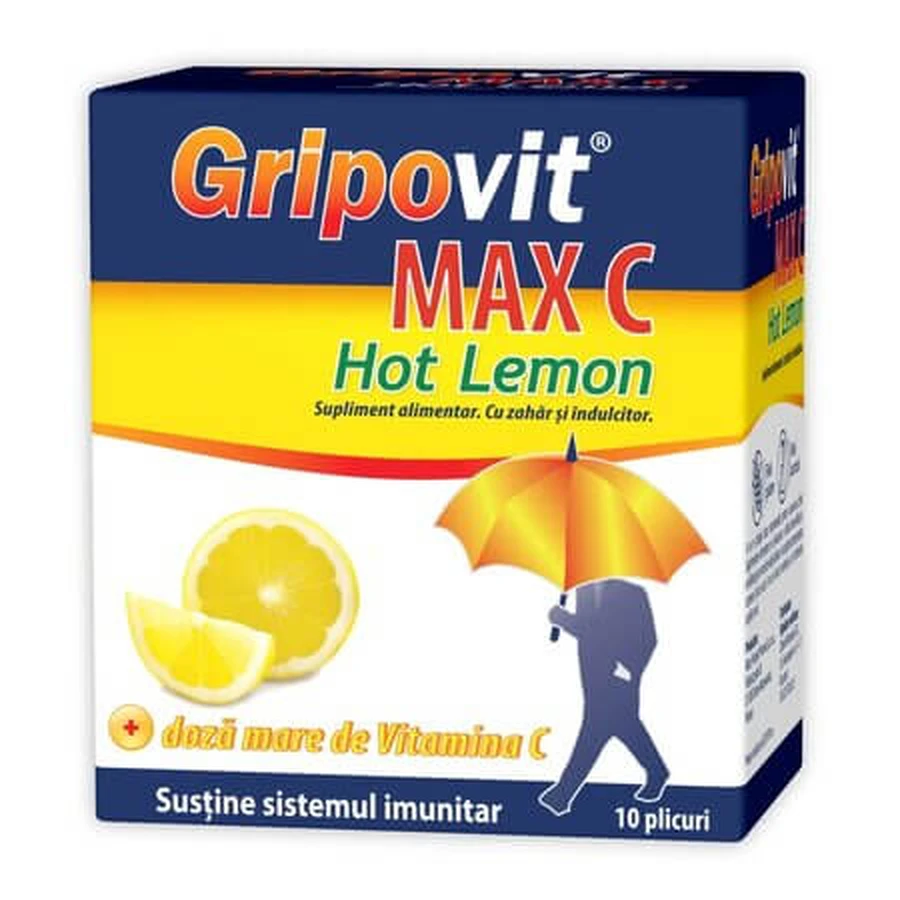 Gripovit Max C Hot Lemon, 10 plicuri, Zdrovit