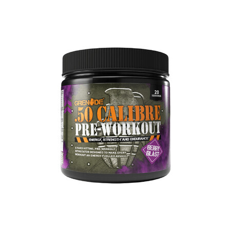 Grenade  .50 Calibre Pre Workout, Complex Pentru Energie, Cu Aroma De Fructe De Padure, 232 G