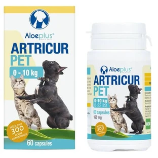 Artricur – Nahrungsergänzungsmittel für Gelenke und Beweglichkeit bei Hunden und Katzen, 200 mg, 60 Kapseln, Aloeplus
