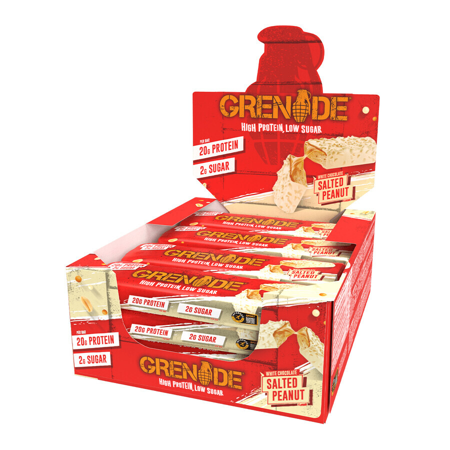 Grenade High Protein, Low Sugar Bar gesalzene Erdnuss, weiße Schokolade und gesalzene Erdnuss aromatisiert Protein Bar, 60g