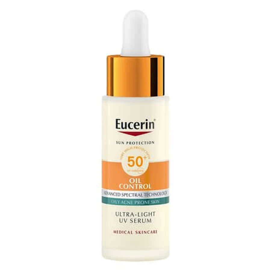 Sérum facial matificante ultraligero con control de grasa y protección UV SPF 50+, 30 ml, Eucerin