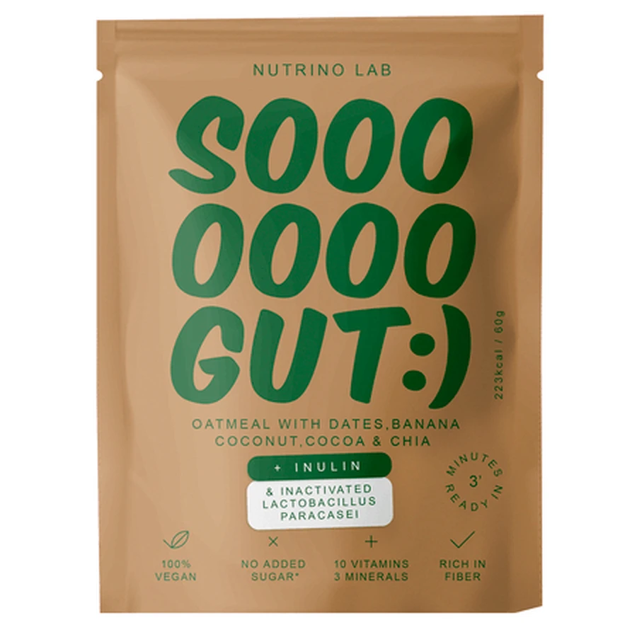 So Gut Oatmeal Mix with Oat Flakes, Dates, Banana, and Coconut, 60 g, Nutrino Lab