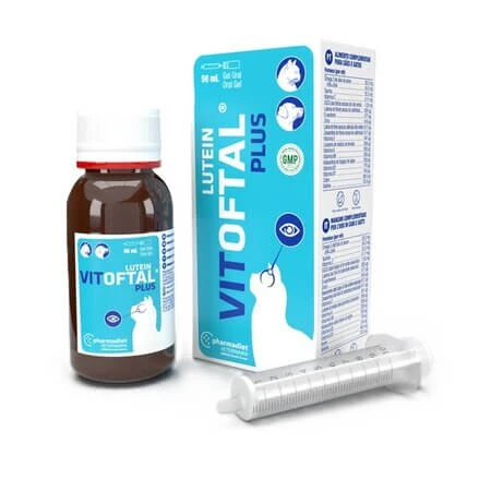 Vitoftal Lutein Plus Gel, 50 ml, Pharmadiet – ein Nahrungsergänzungsmittel für die Augengesundheit von Hunden und Katzen