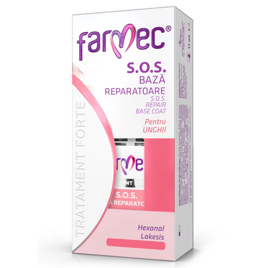 Base réparatrice pour ongles SOS Forte, 11 ml, Farmec