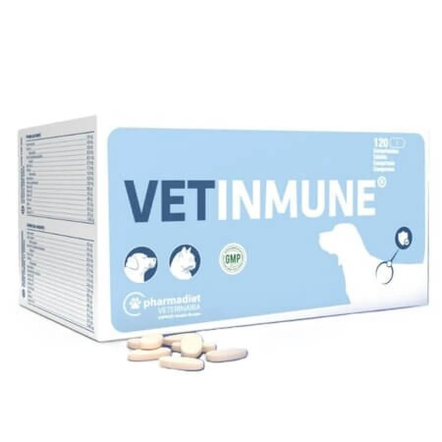Supliment nutritional pentru sistemul imunitar la caini si pisici Vetinmune, 120 tablete, Pharmadiet
