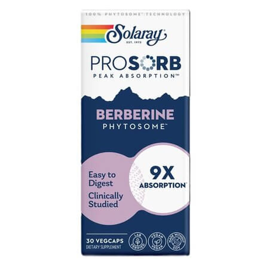 Solaray Berberine Phytosome Prosorb, 550 mg, 30 kapsułek wegetariańskich, Secom: ceny i cechy