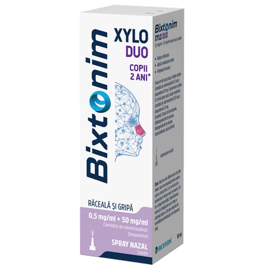 Bixtonim Xylo Duo für Kinder, 0,5 mg/ml + 50 mg/ml Nasenspray, Lösung, 10,5 ml, Biofarm