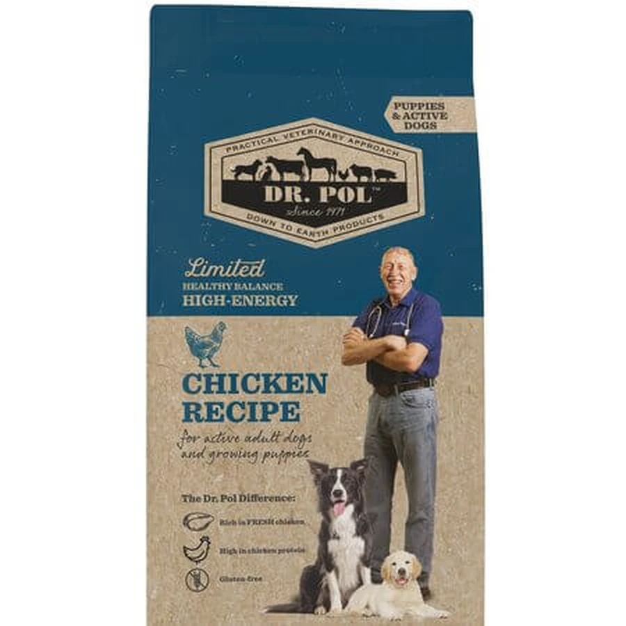 Hrana uscata cu pui pentru caini Puppies & Active Dogs, 2 kg, Dr. Pol