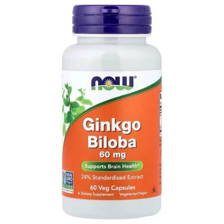 Ginkgo Biloba, 60 mg, 60 vegetarische Kapseln, Now Foods