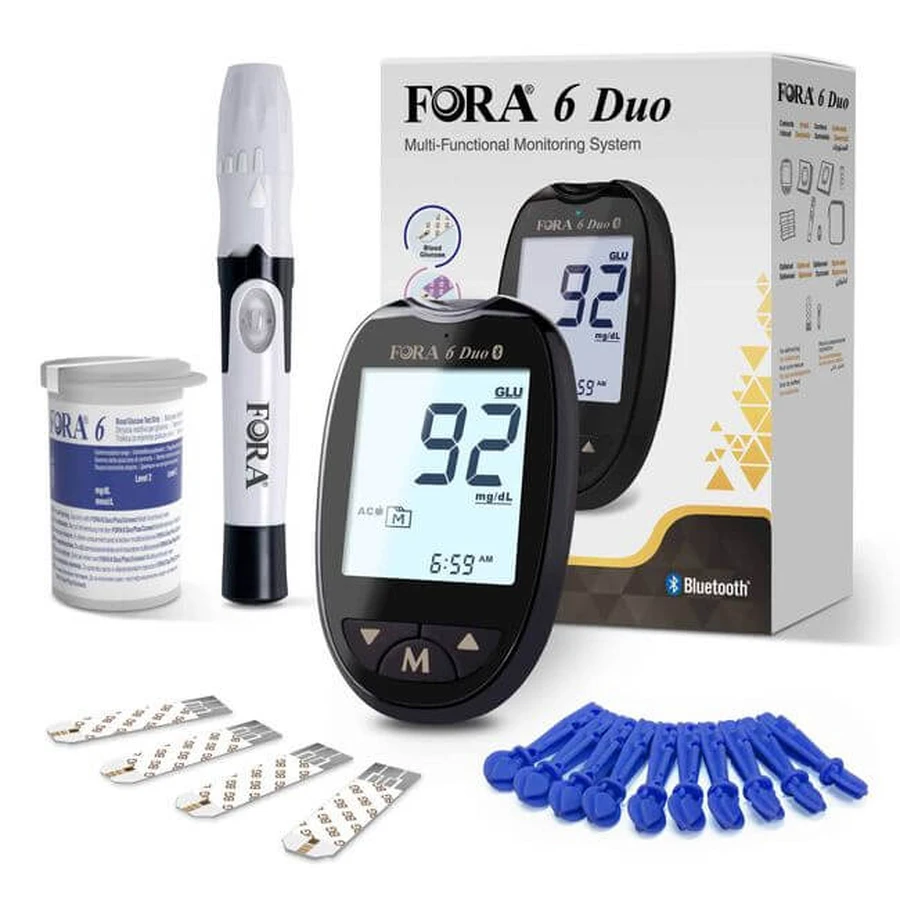 FORA 6 Duo – aparat de măsurare a glicemiei și a β-cetonelor în mg/dL, cu Bluetooth