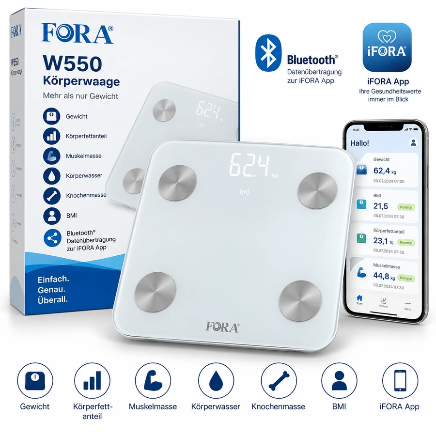 FORA W550 Bluetooth Körperwaage