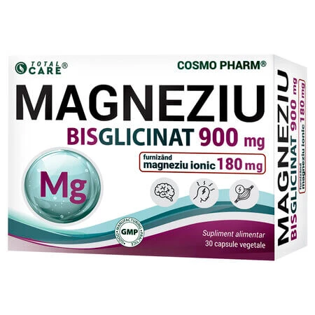 Total Care Magnesium-Bisglycinat, 900 mg, 30 vegetarische Kapseln, Cosmo Pharm