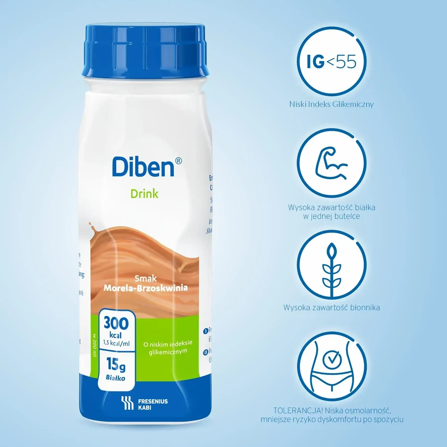 Diben Drink 2 x 400 ml Waldbeeren + 4 x 200 ml Aprikosen und Pfirsiche, Fresenius Kabi