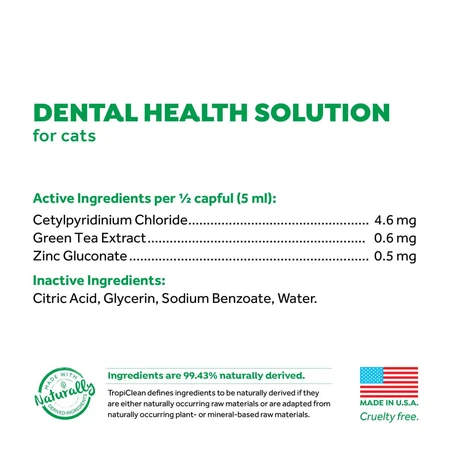 TropiClean - Additivo per l'acqua per l'igiene orale dei gatti, 473 ml