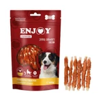 ENJOY Carnivore Twister Rawhide Chews, XS–XL, Chicken, Dog Treat Pouch, 100g