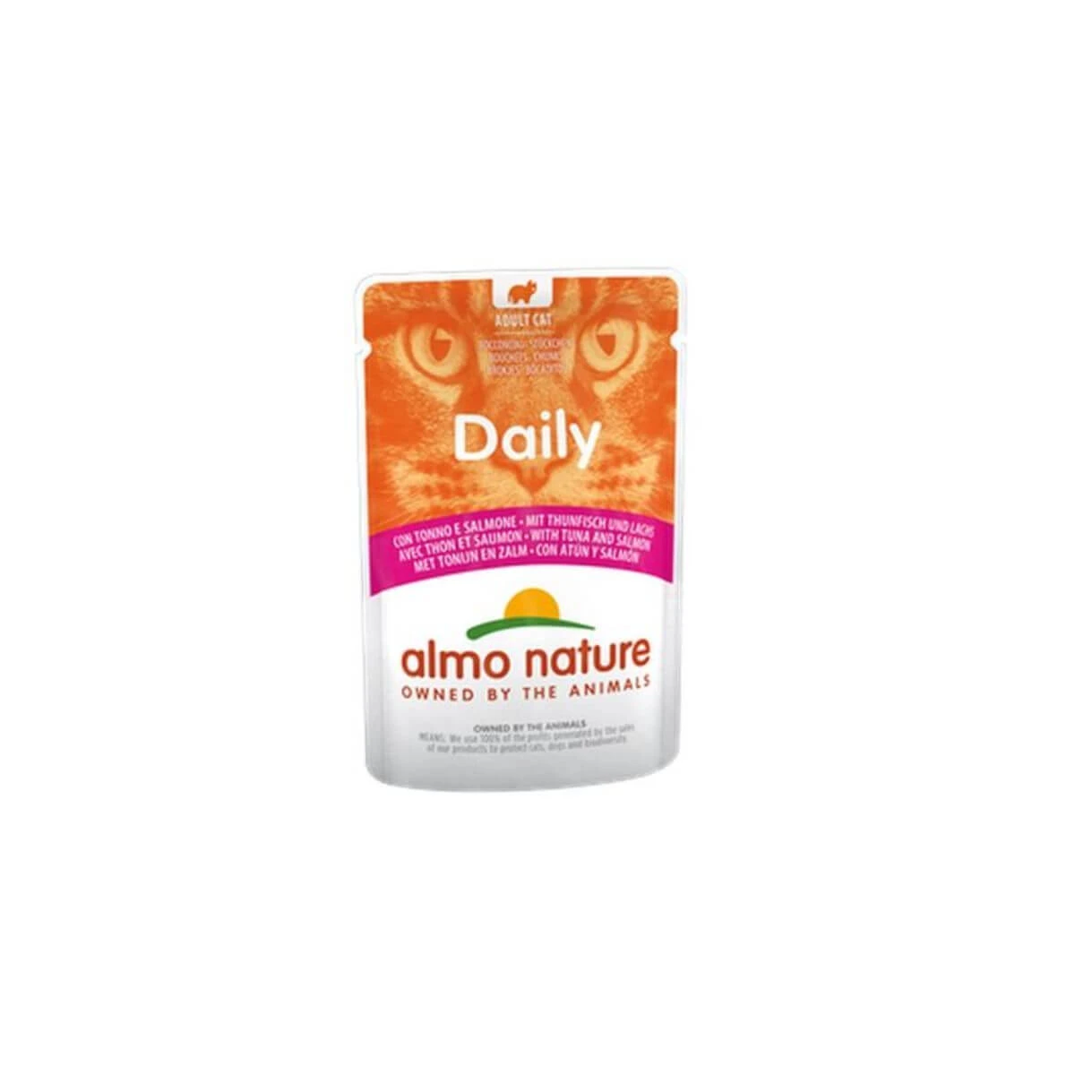 ALMO NATURE Daily Cat, Thunfisch und Lachs, Nassfutter für Katzen in Beuteln (in Soße), 70 g