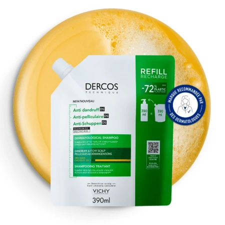 Vichy Dercos Șampon tratament anti-mătreață DS reîncărcare ecologică, 3x390 ml