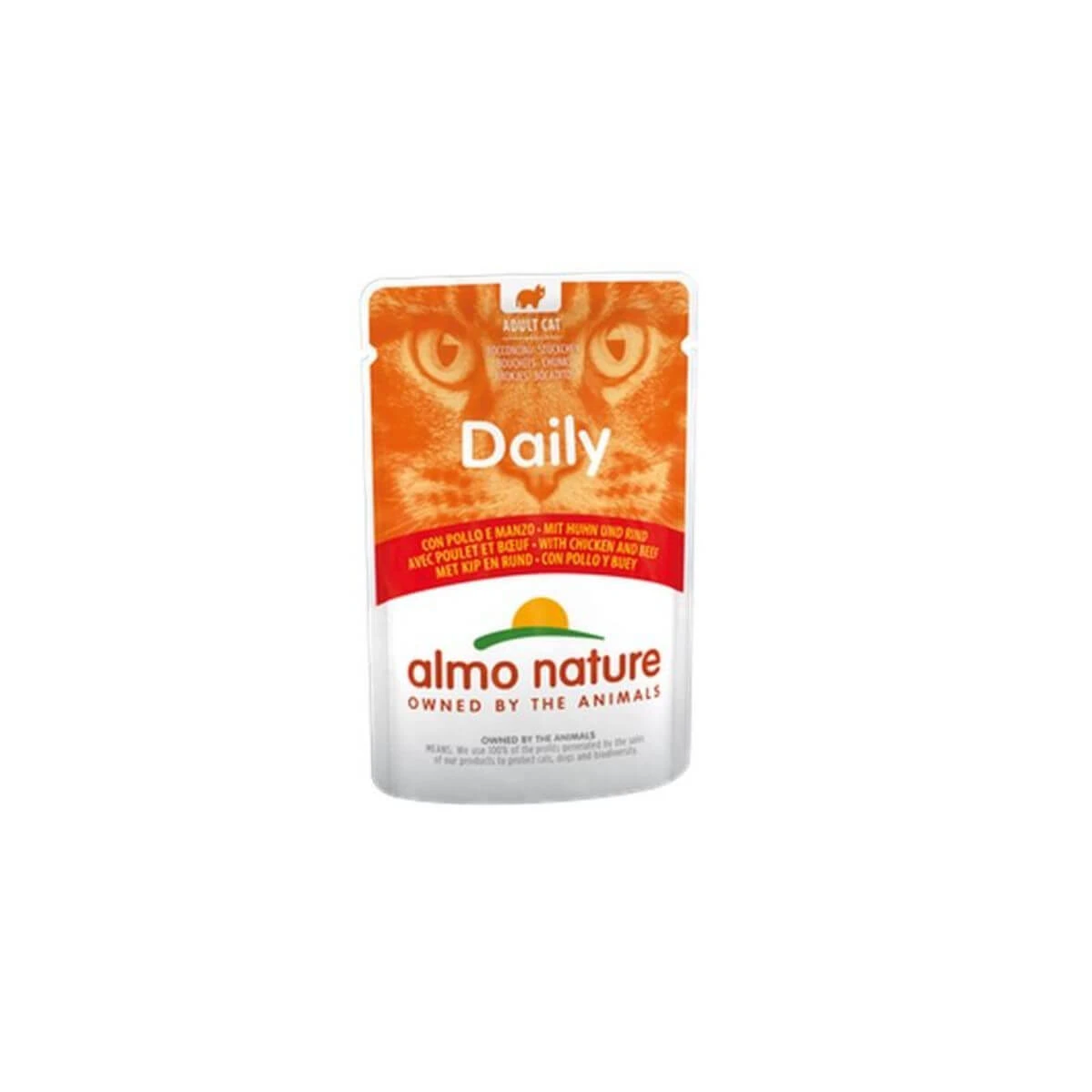 ALMO NATURE Daily Cat, Huhn und Rind, Nassfutter für Katzen in Beuteln (in Soße), 70 g