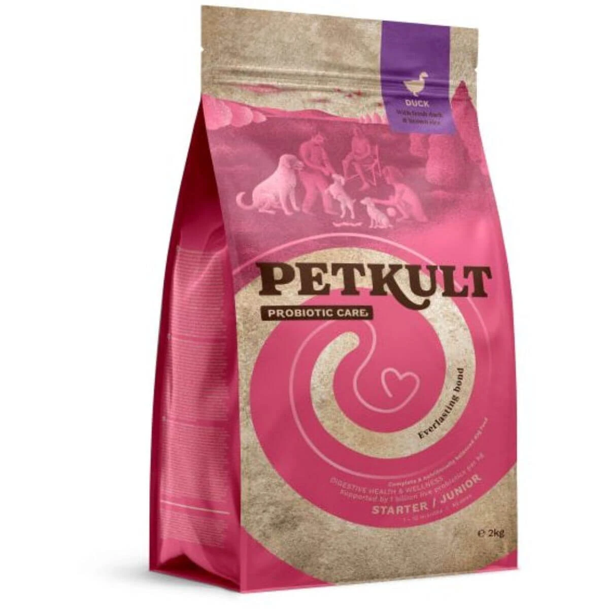 PETKULT Probiotic Care Starter & Junior, XS–XL, Ente, Trockenfutter für junge Hunde, Verdauung, 2 kg