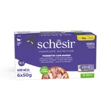 SCHESIR, Thunfisch und Rind, Katzenfutter in Dosen (in Aspik), Multipack, je 50 g, 6 Stück