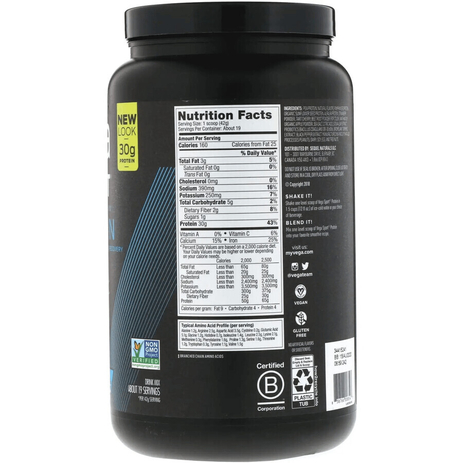 Vega Sport Premium Protein mit Beerengeschmack, 801 g, GNC