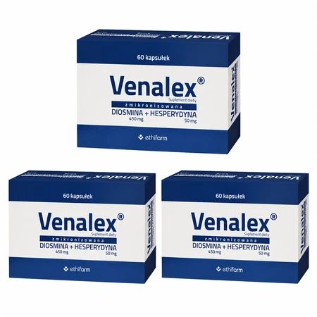 Venalex, diosmină micronizată + hesperidină, 3x60 capsule, Ethifarm