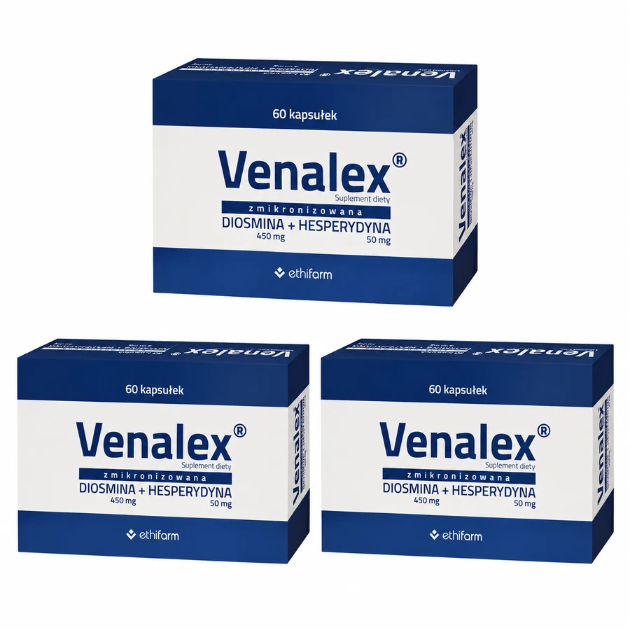 Venalex, diosmină micronizată + hesperidină, 3x60 capsule, Ethifarm