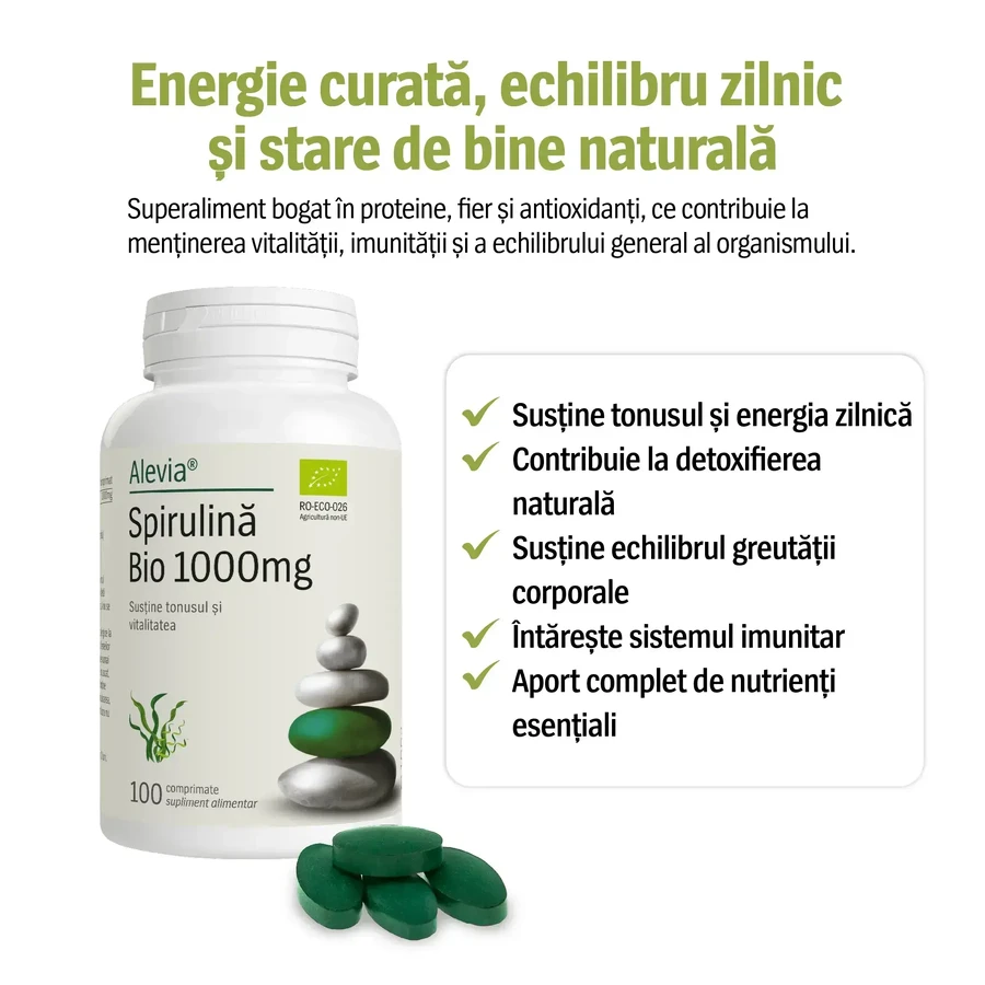 Spirulina Bio 1000 mg, 2x100 Tabletten, Alevia