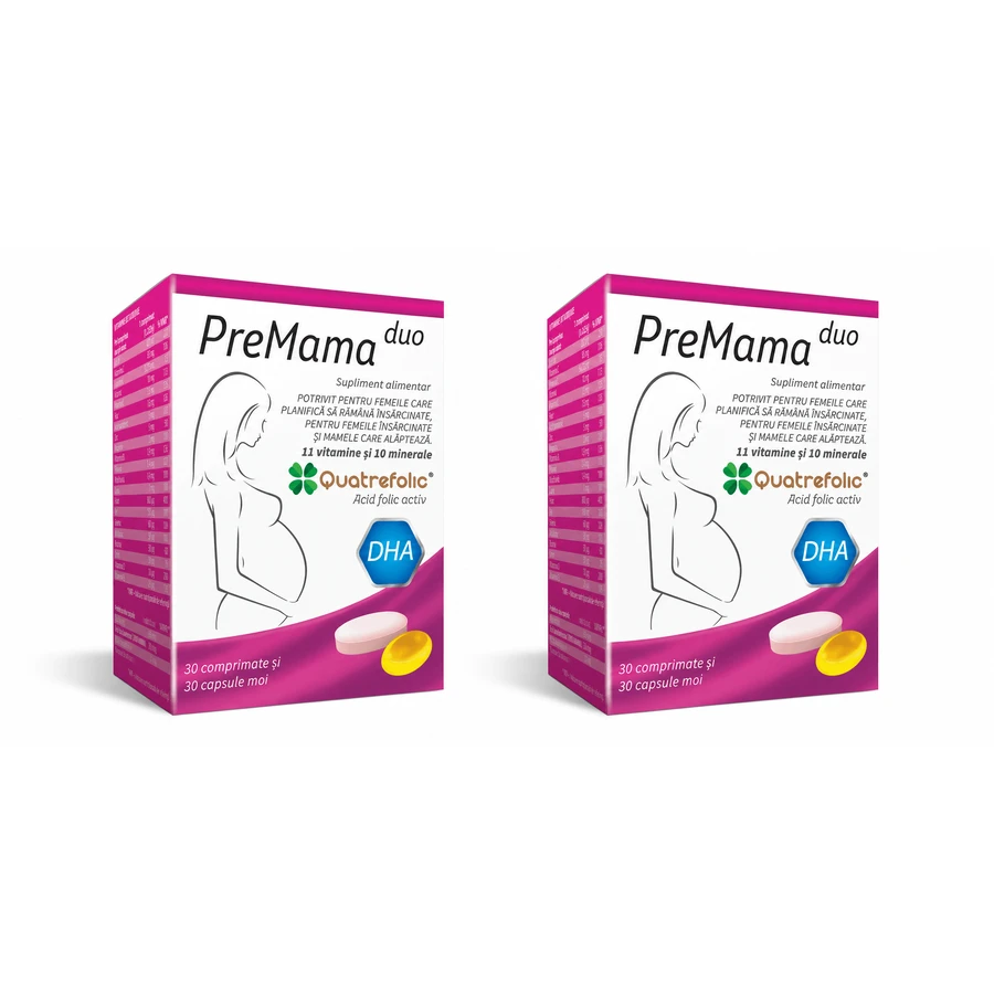 Complex de mulivitamine PreMama Duo, 2x30 comprimate, Alkaloid