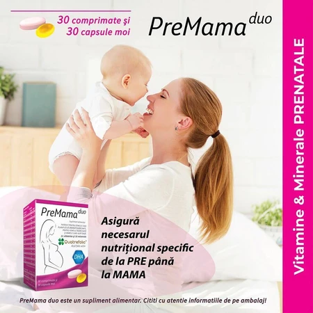 Complex de mulivitamine PreMama Duo, 2x30 comprimate, Alkaloid