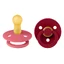 Set of 2 Colour Latex Round Teat Soothers, +6 months, Coral - Ruby, Bibs
