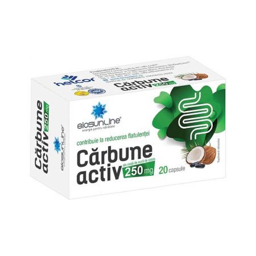 Carbune activ, 250 mg, 20 Kapseln, Helcor