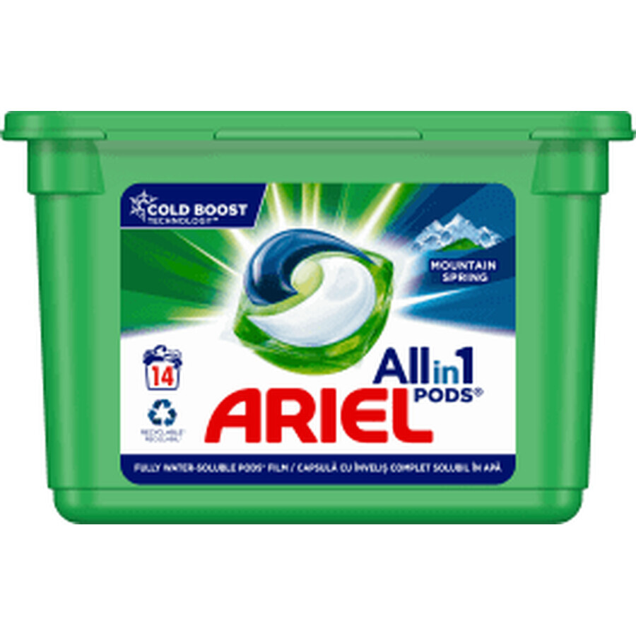 Ariel Waschmittelkapseln All in One Mountain Spring, 14 Stück
