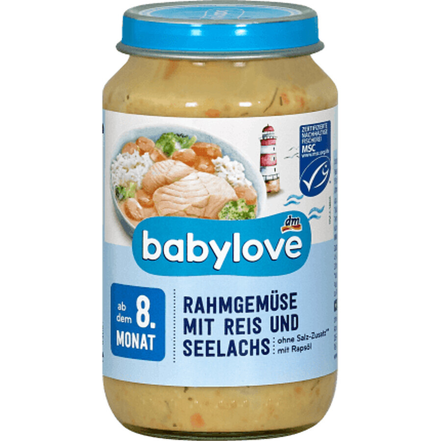 Babylove Gemüsemenü mit Sahne, Reis und Lachs 8+, 220 g