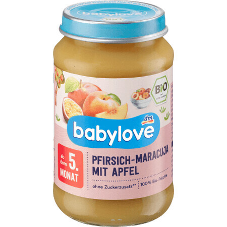 Babylove Meniu de piersică cu maracuja și măr ECO,5+, 190 g