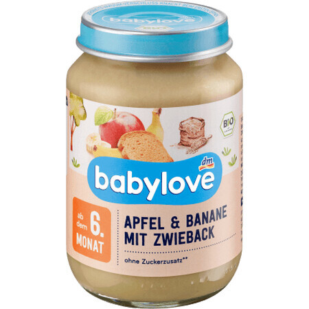 Babylove mere, banane cu pâine prăjită  6+ ECO, 190 g