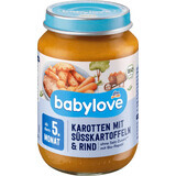 Babylove Möhren, Süßkartoffeln mit Rindfleisch 5+ ECO, 190 g